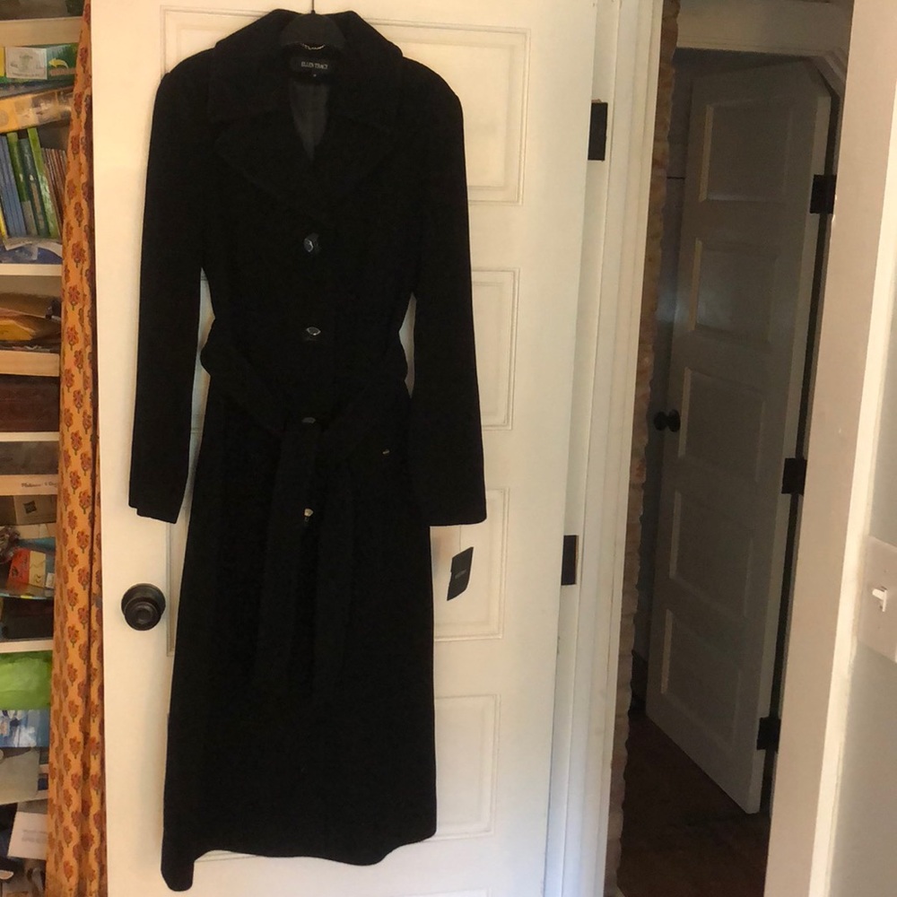 Ellen Tracy wool blend black dress coat NWT
